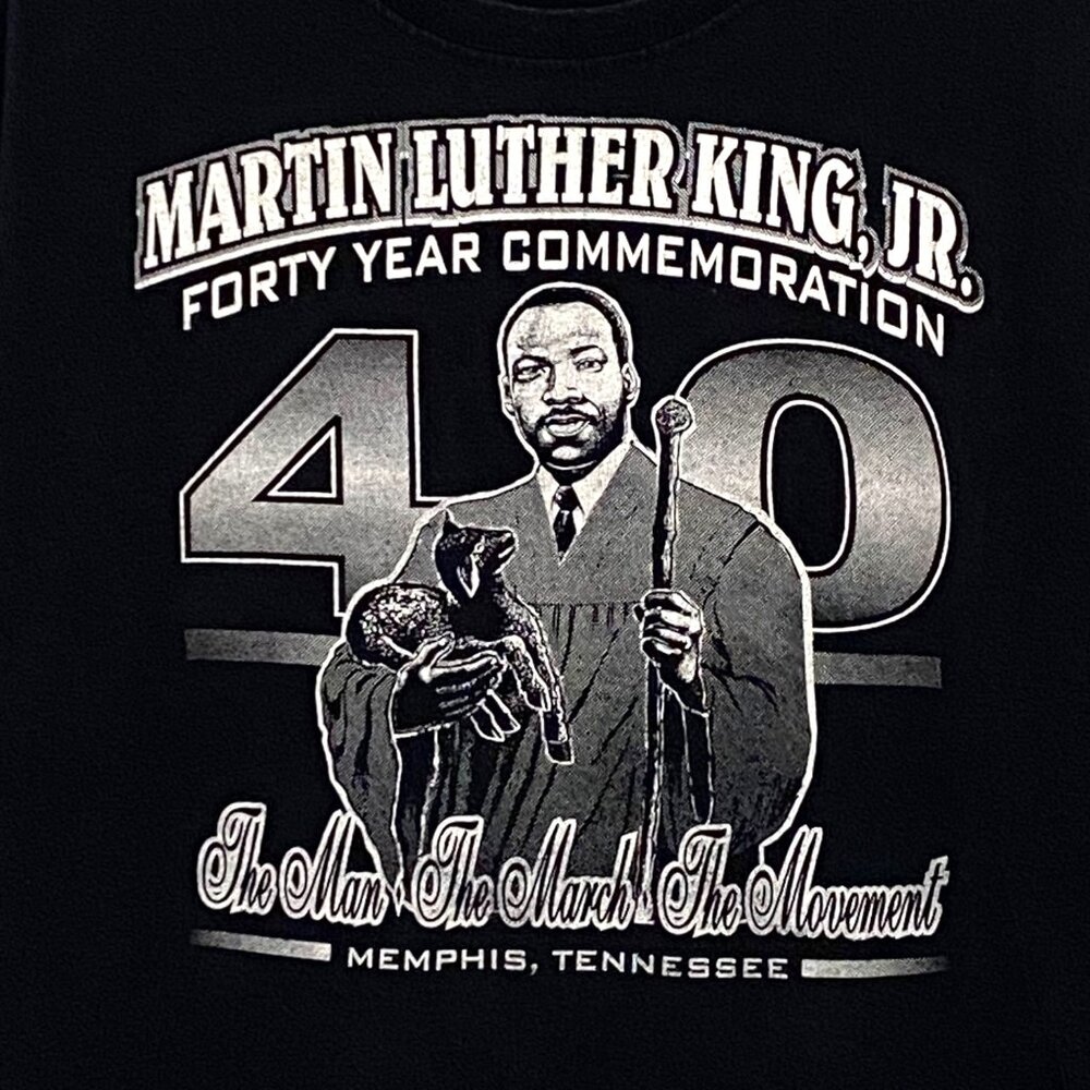 MLK‎ Holding Lamb 40 Year Commemoration T-Shirt XL Black US History Civil Rights